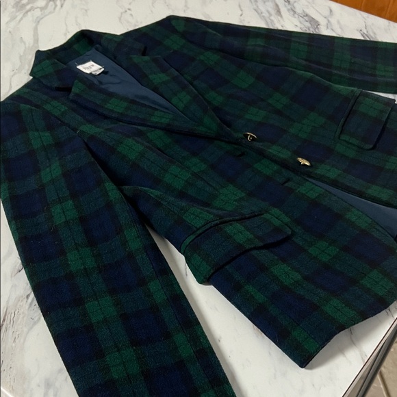 Pendleton Green and Blue Plaid Blazer with Gold Accents - Picture 2 of 6
